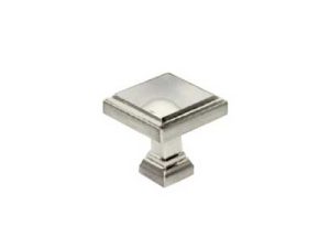 Knob - Brushed Nickel, Square Traditional | H-122-BN