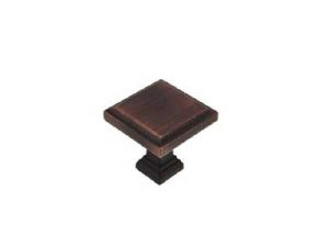 Knob - Brushed Oil Bronze, Square Traditional | H-122-BORB